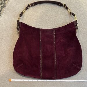 Tory Burch Burgundy Suede Hobo Bag